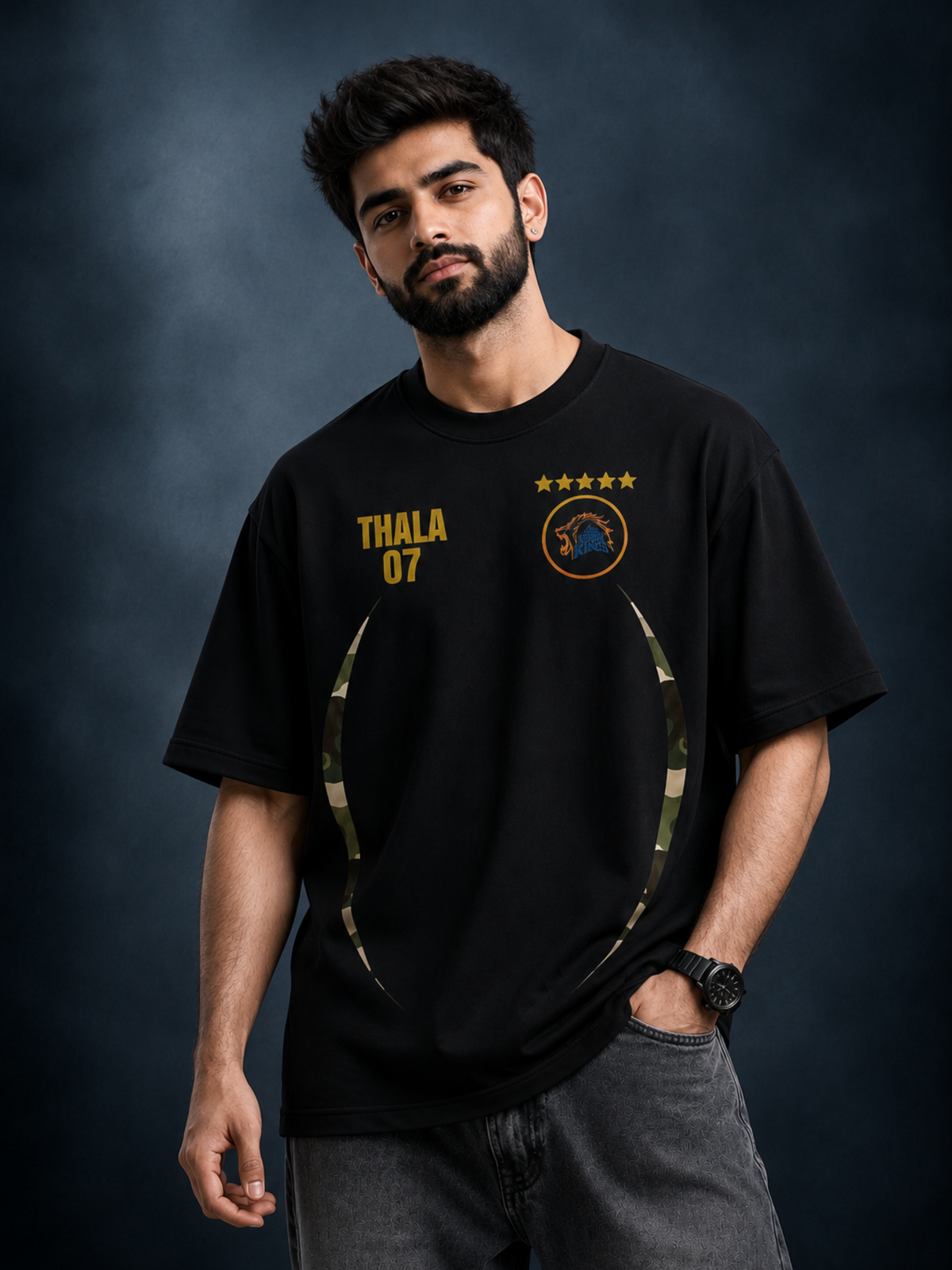 Captain 07 Oversized T-Shirt | Premium 240 GSM Cricket Tee