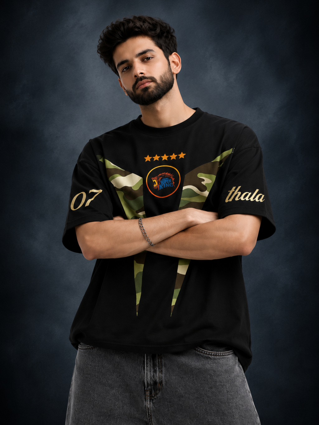 Thala 07 Oversized T-Shirt | MS Dhoni Cricket Graphic Tee