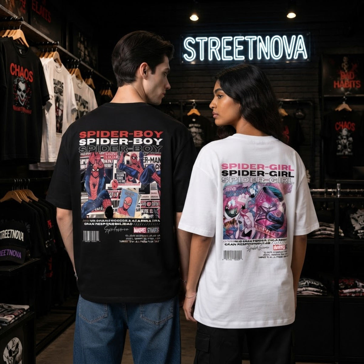 Spider Love Couple Oversized T-Shirt | Matching Graphic Tee