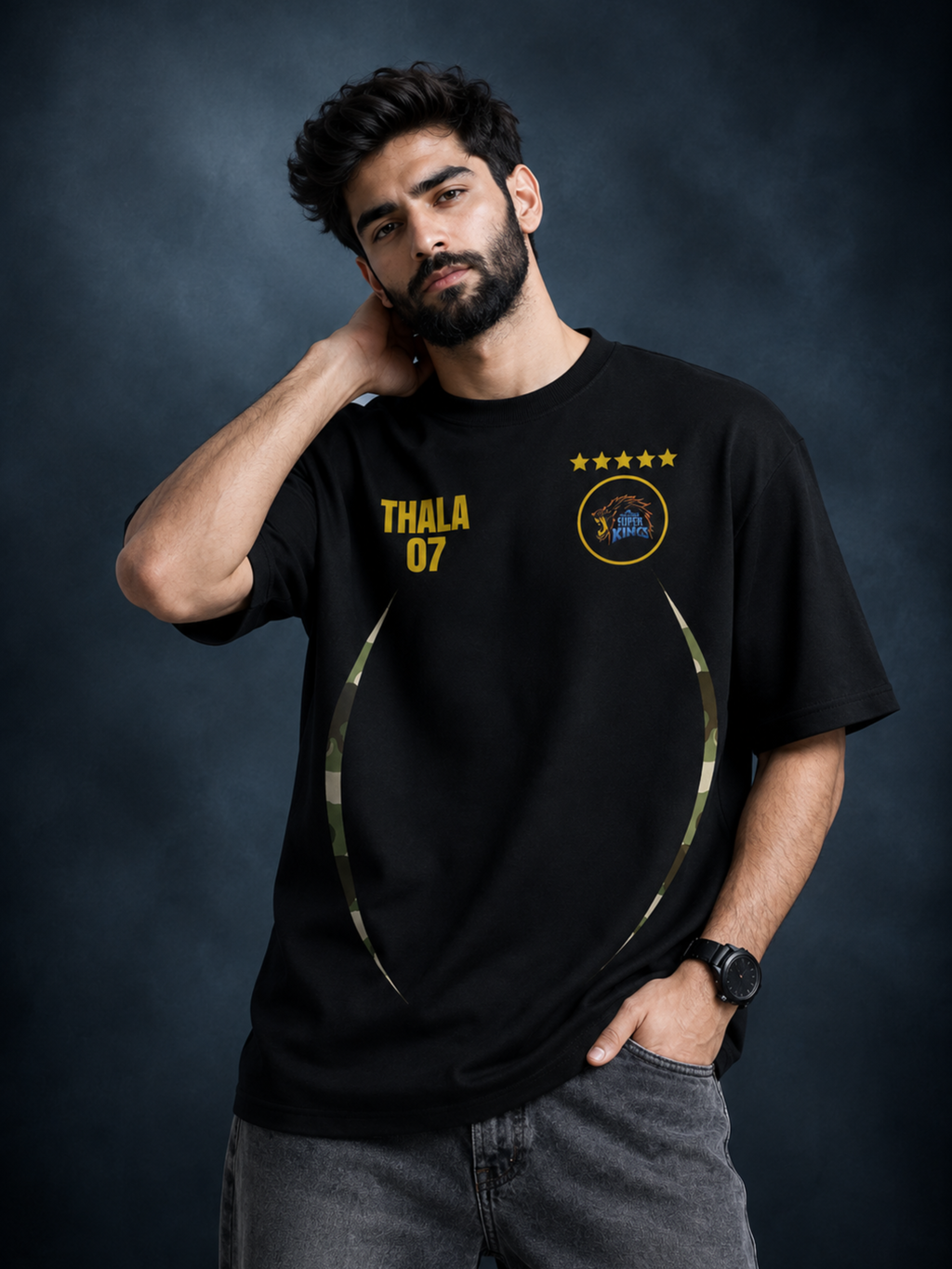 Captain 07 Oversized T-Shirt | Premium 240 GSM Cricket Tee