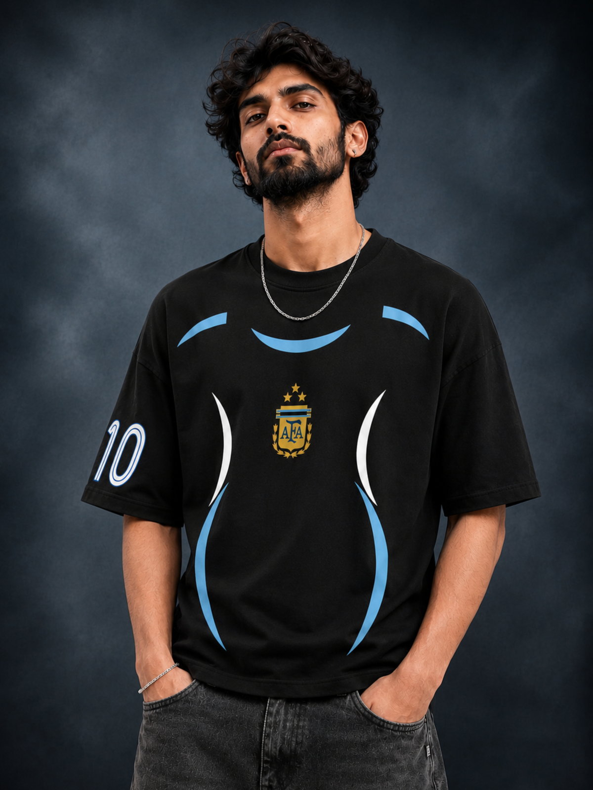Argentina Messi No. 10 Oversized T-Shirt | Football Graphic Tee