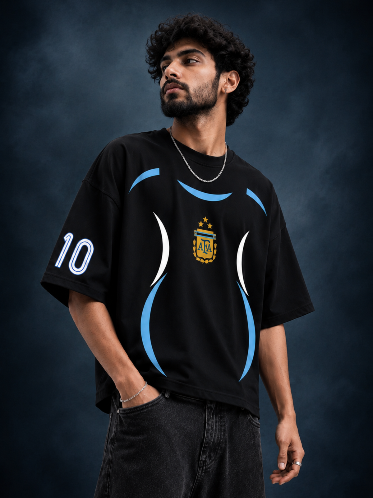 Argentina Messi No. 10 Oversized T-Shirt | Football Graphic Tee