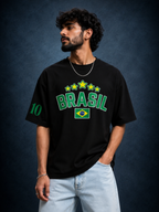 Brazil No. 10 Oversized T-Shirt | Black Football Graphic Tee