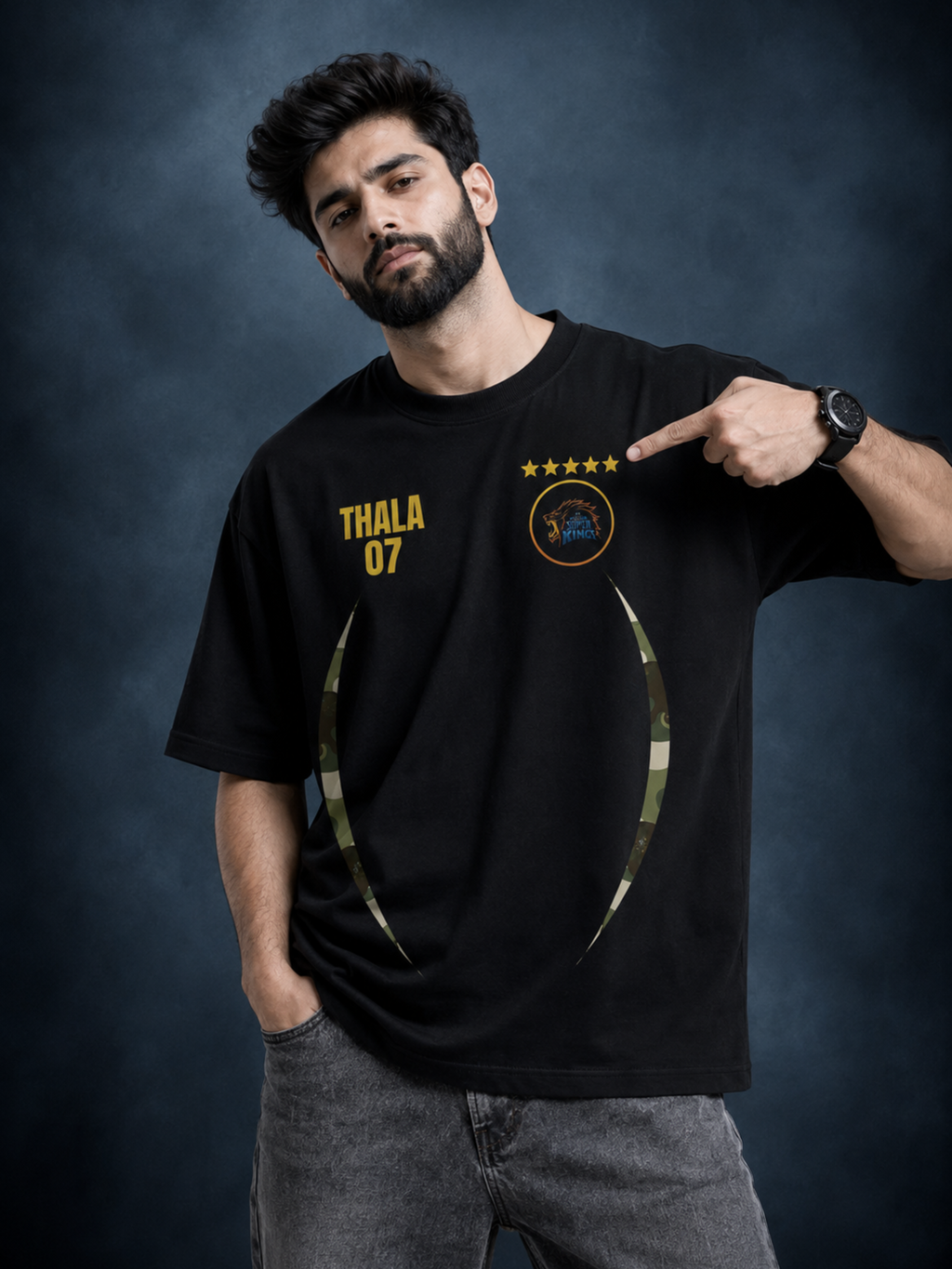 Captain 07 Oversized T-Shirt | Premium 240 GSM Cricket Tee