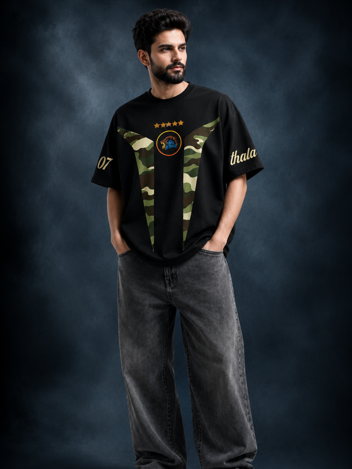 Thala 07 Oversized T-Shirt | MS Dhoni Cricket Graphic Tee