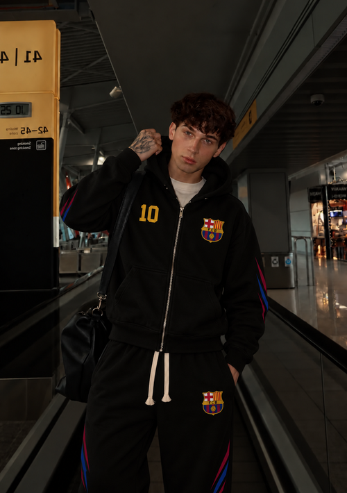 Barcelona-Inspired Black Tracksuit Set – Men