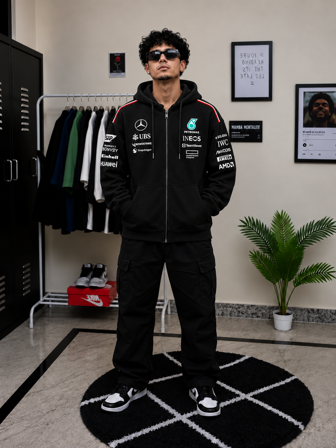 Mercedes-AMG Petronas F1 Team Pit Lane Zip Hoodie – Black
