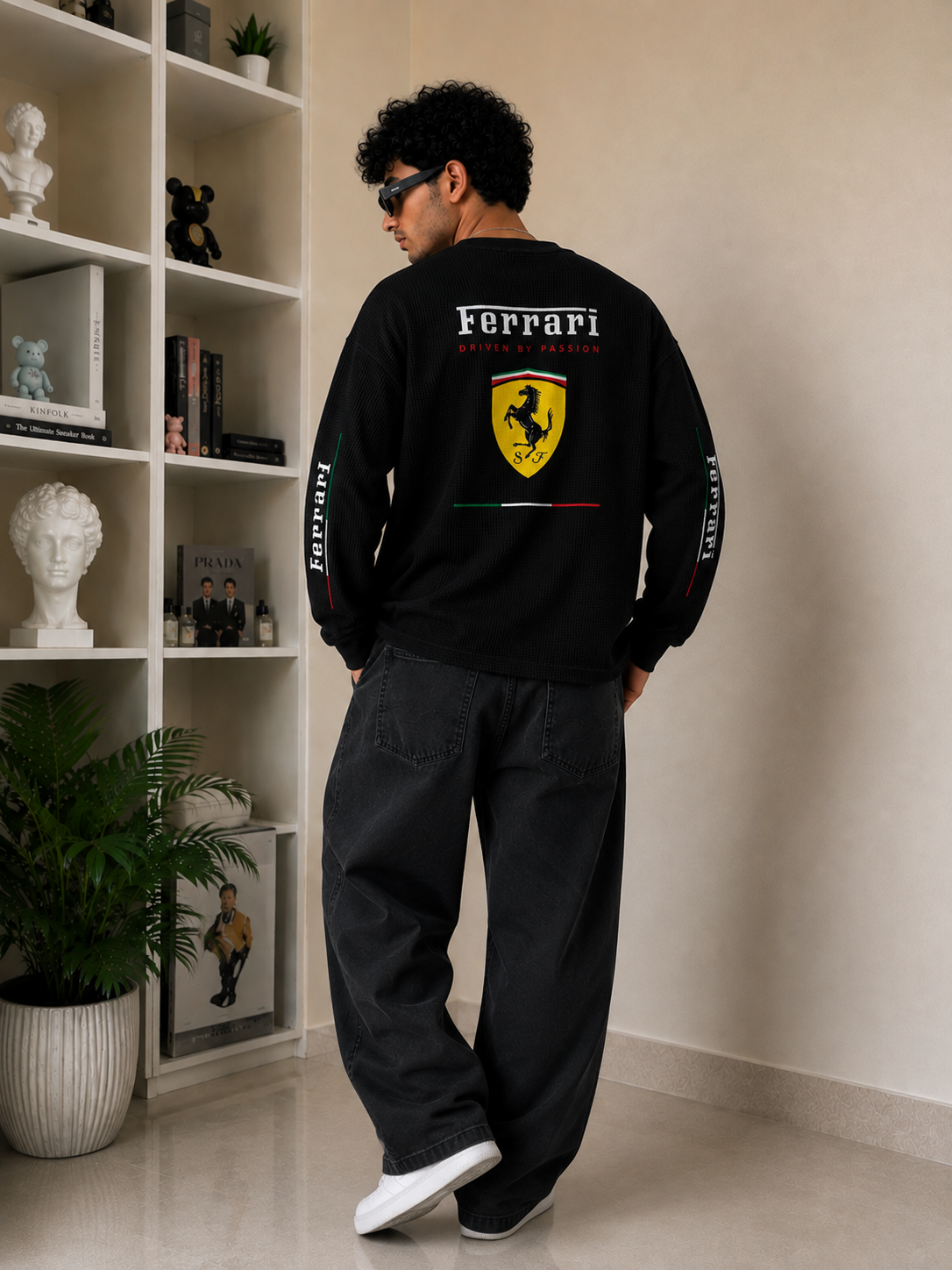 Ferrari Driven Henley Waffle Tee