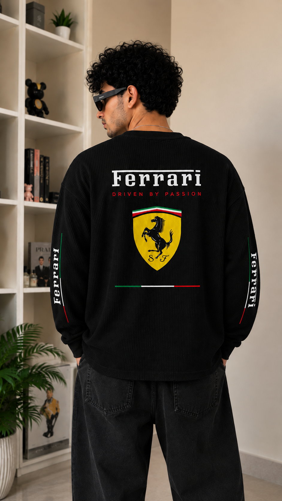 Ferrari Driven Henley Waffle Tee