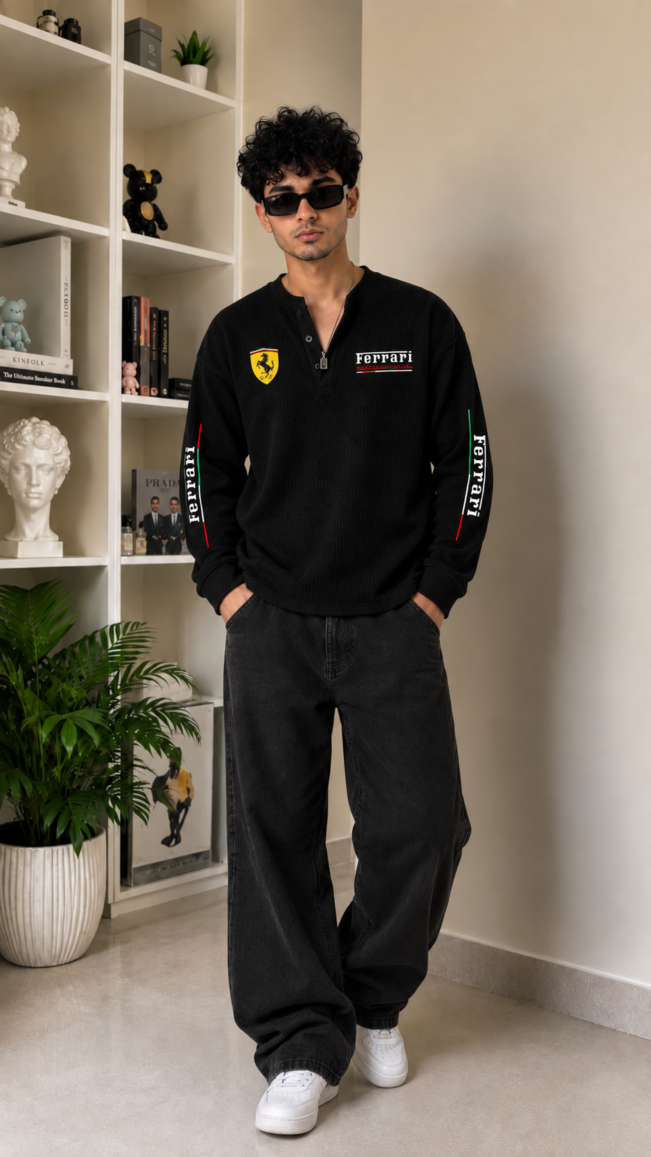 Ferrari Driven Henley Waffle Tee