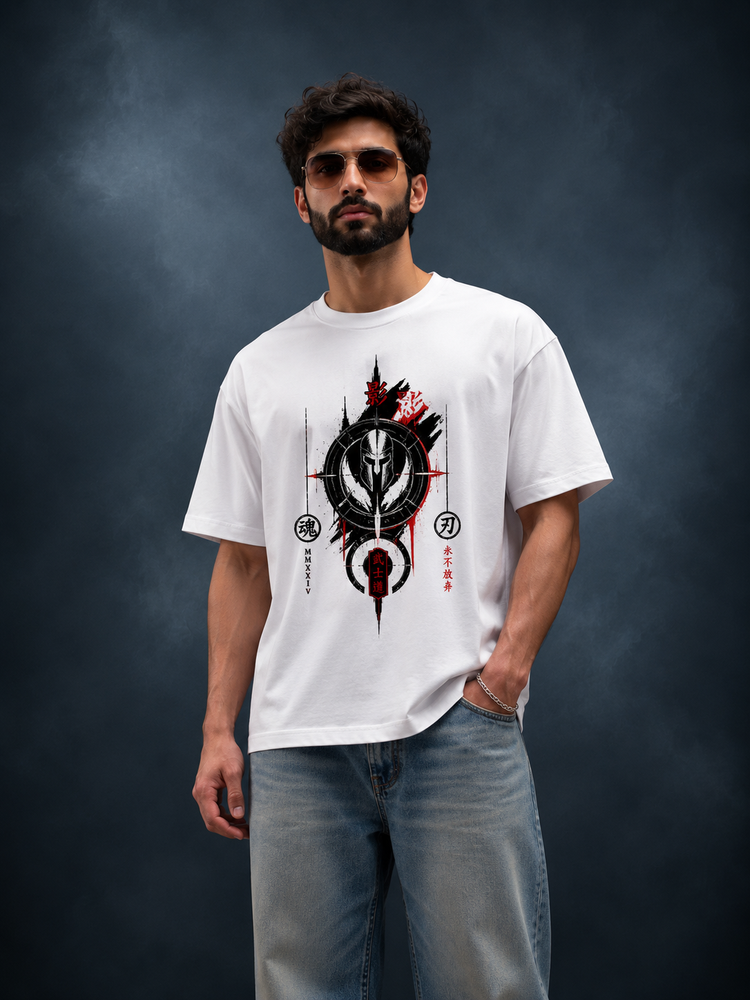 Shadowborn Oni Oversized T-Shirt – Premium Japanese Warrior Graphic Streetwear