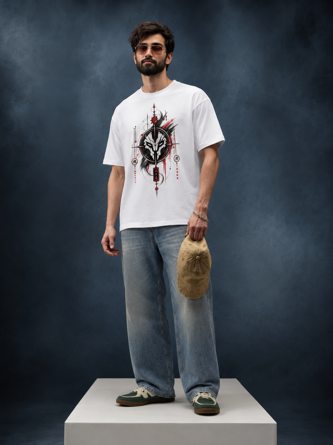 Shadowborn Oni Oversized T-Shirt – Premium Japanese Warrior Graphic Streetwear