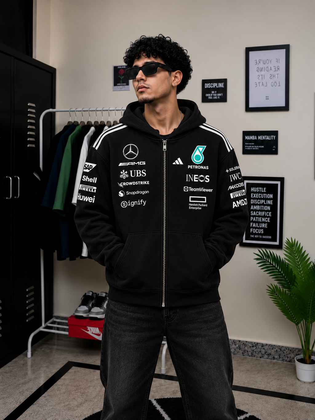 Mercedes-AMG Petronas F1 Team Zip Hoodie – Black