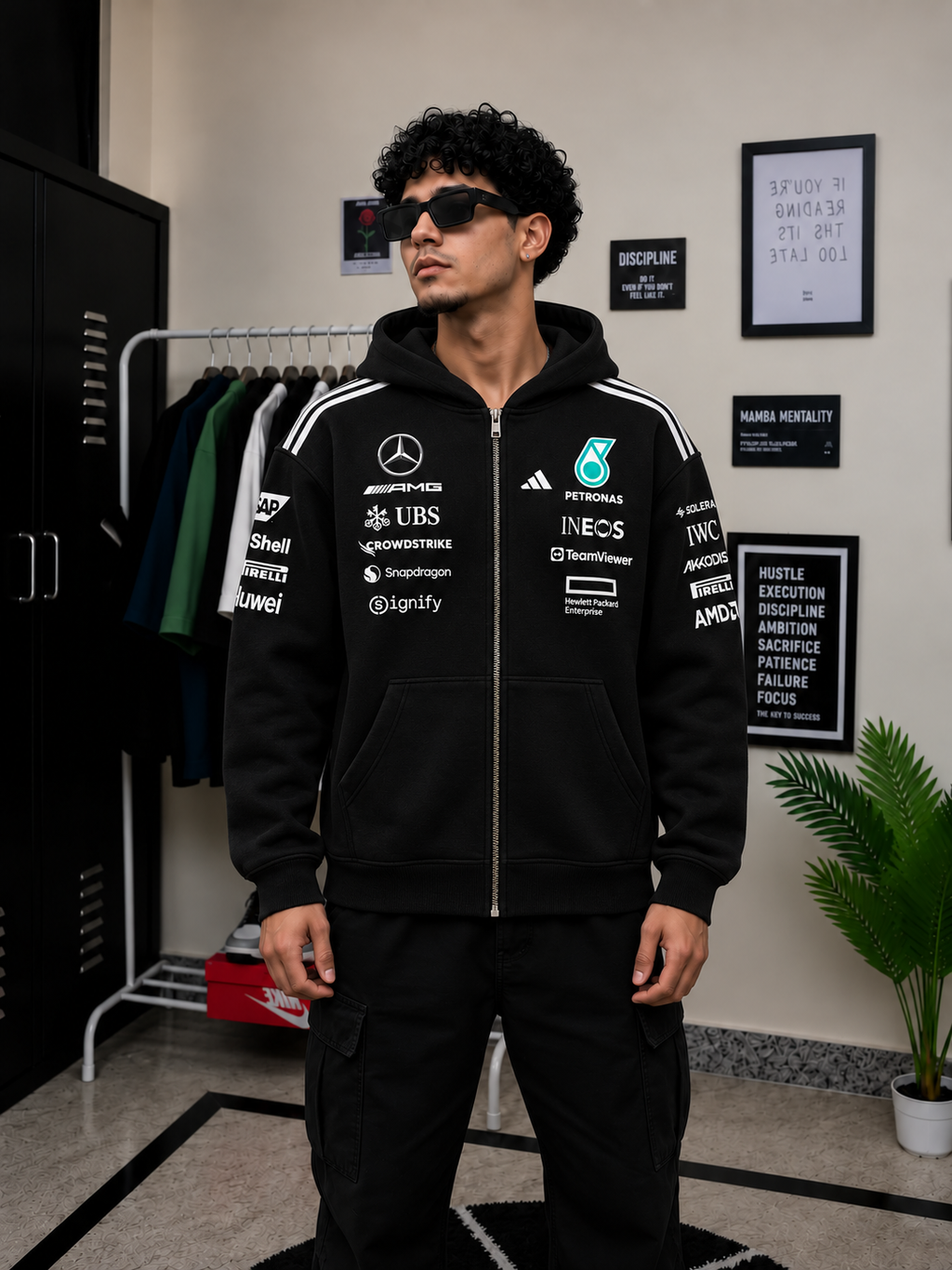 Mercedes-AMG Petronas F1 Team Zip Hoodie – Black