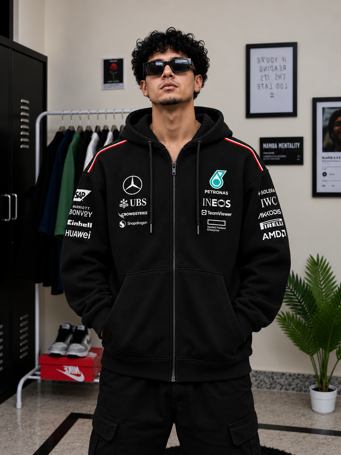 Mercedes-AMG Petronas F1 Team Pit Lane Zip Hoodie – Black