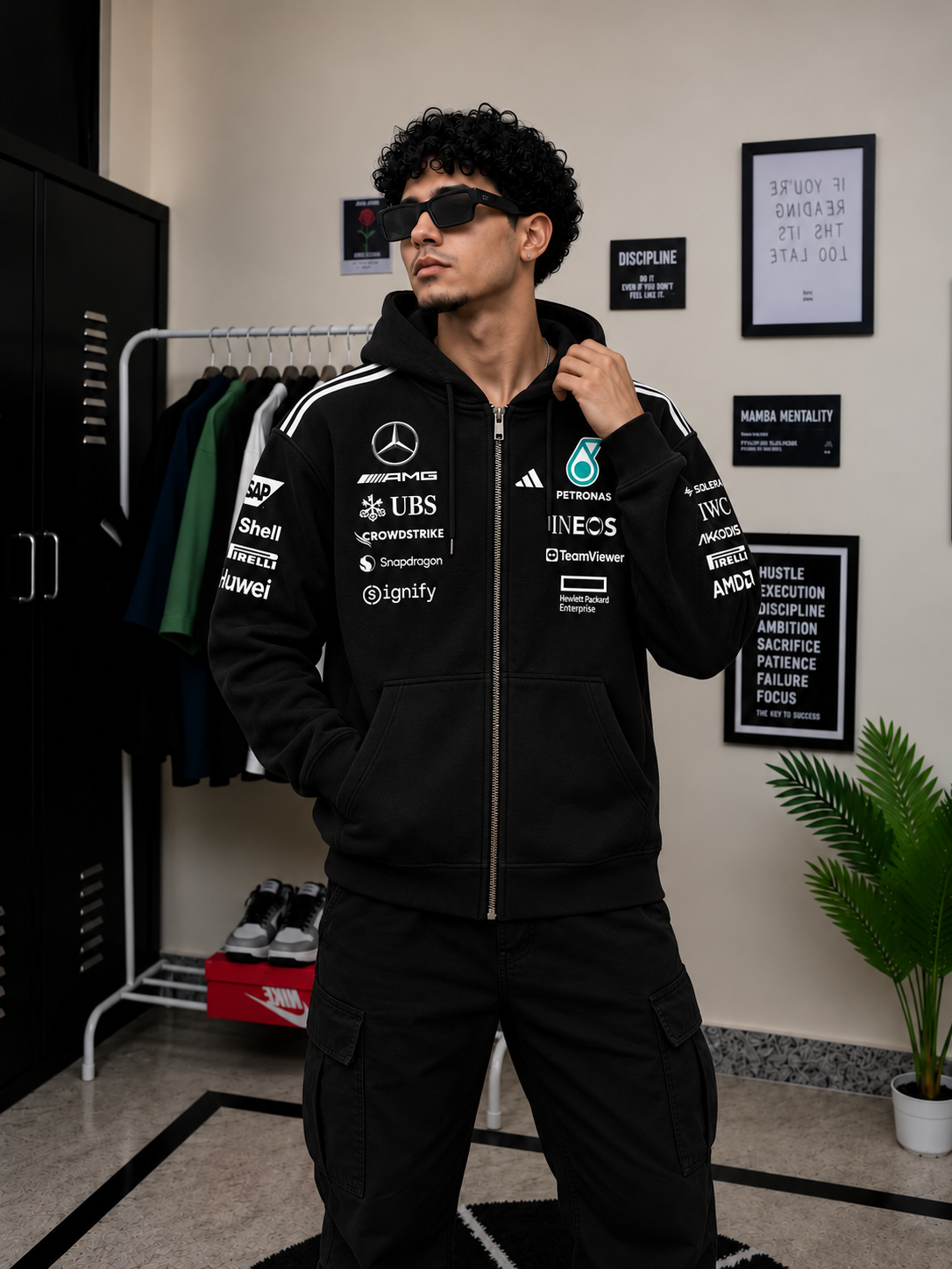 Mercedes-AMG Petronas F1 Team Zip Hoodie – Black