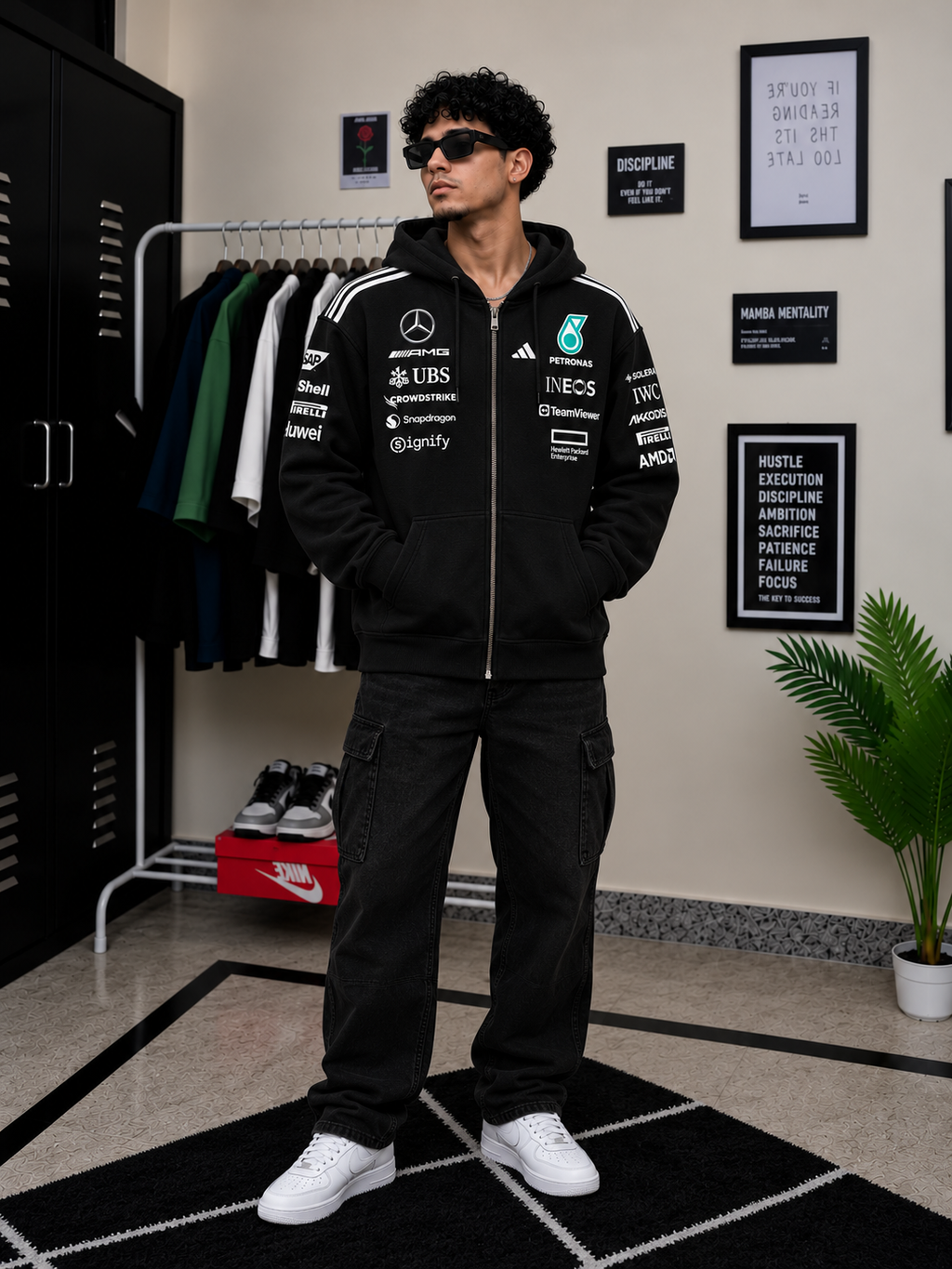 Mercedes-AMG Petronas F1 Team Zip Hoodie – Black