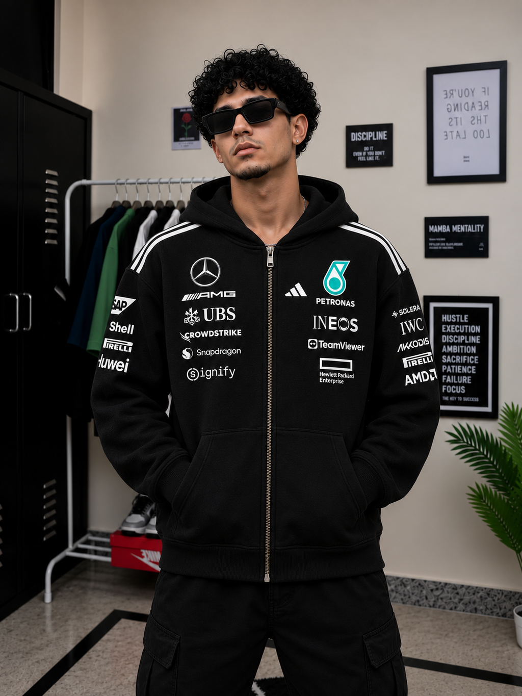 Mercedes-AMG Petronas F1 Team Zip Hoodie – Black